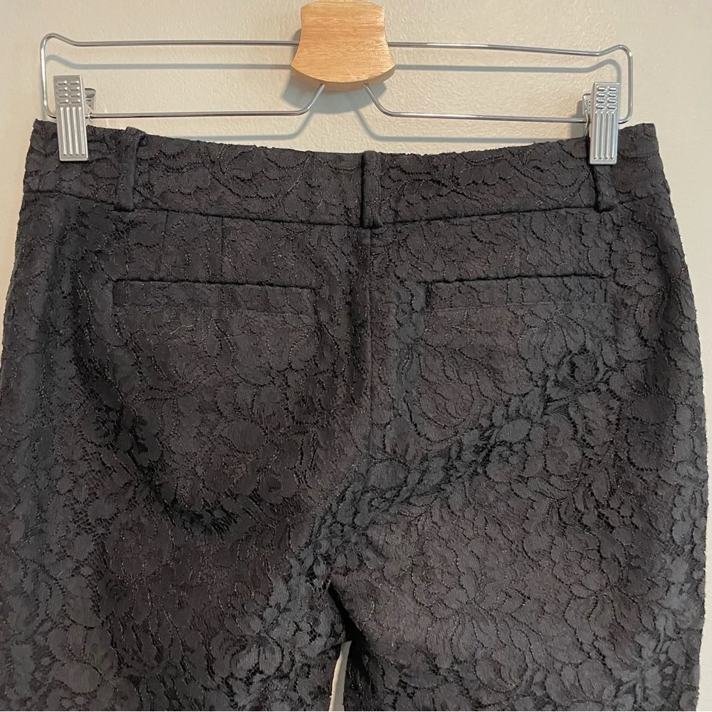 Kate Spade Black Ankle Pants Lace Trousers Size 2 Cigarette Leg Career Pants
